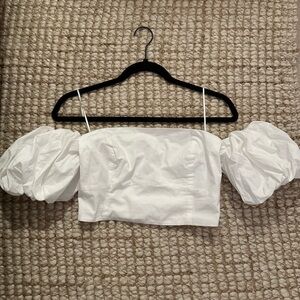 White Abercrombie Off-The-Shoulder Poplin Top size small